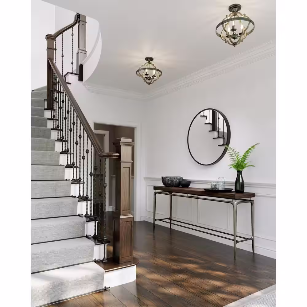 Generation Lighting Socorro 15.5 in. 3-Light Stardust Rustic Farmhouse Semi-Flush Mount