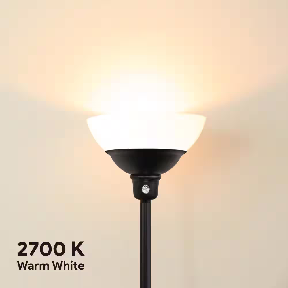 Euri Lighting 69 in. Black Steel Floor Lamp with Acid Etched Glass Lens