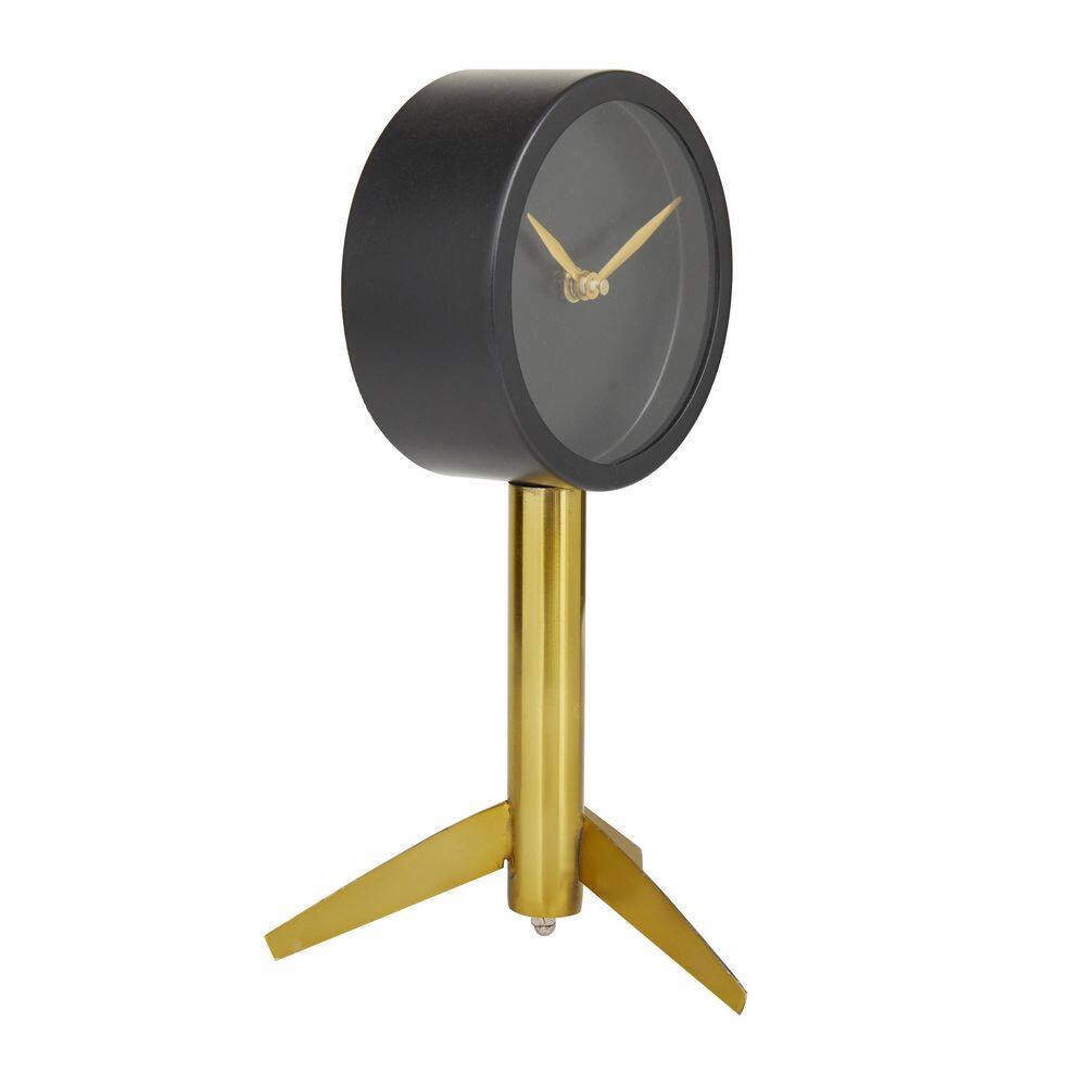 Novogratz Black Stainless Steel Clock with Gold Stand
