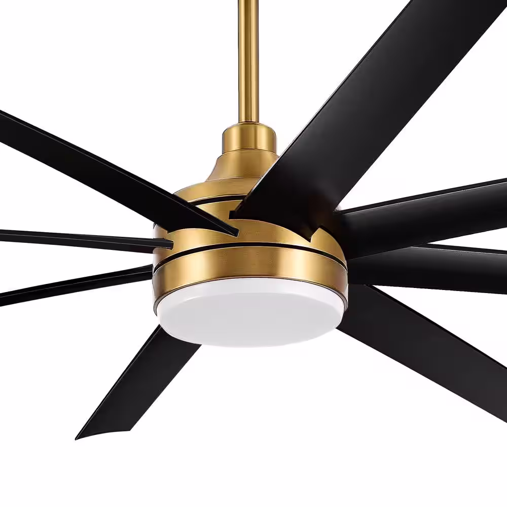 Breezary Archer 65 in. Integrated LED Indoor Black-Blades Gold Ceiling Fan with Light and Remote Control Included
