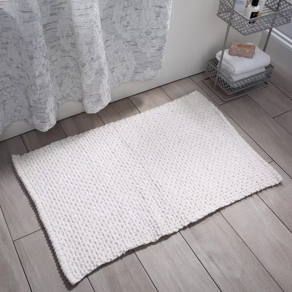 None Interlink Bath Mat 20 in. x 32 in. Poly Cotton White
