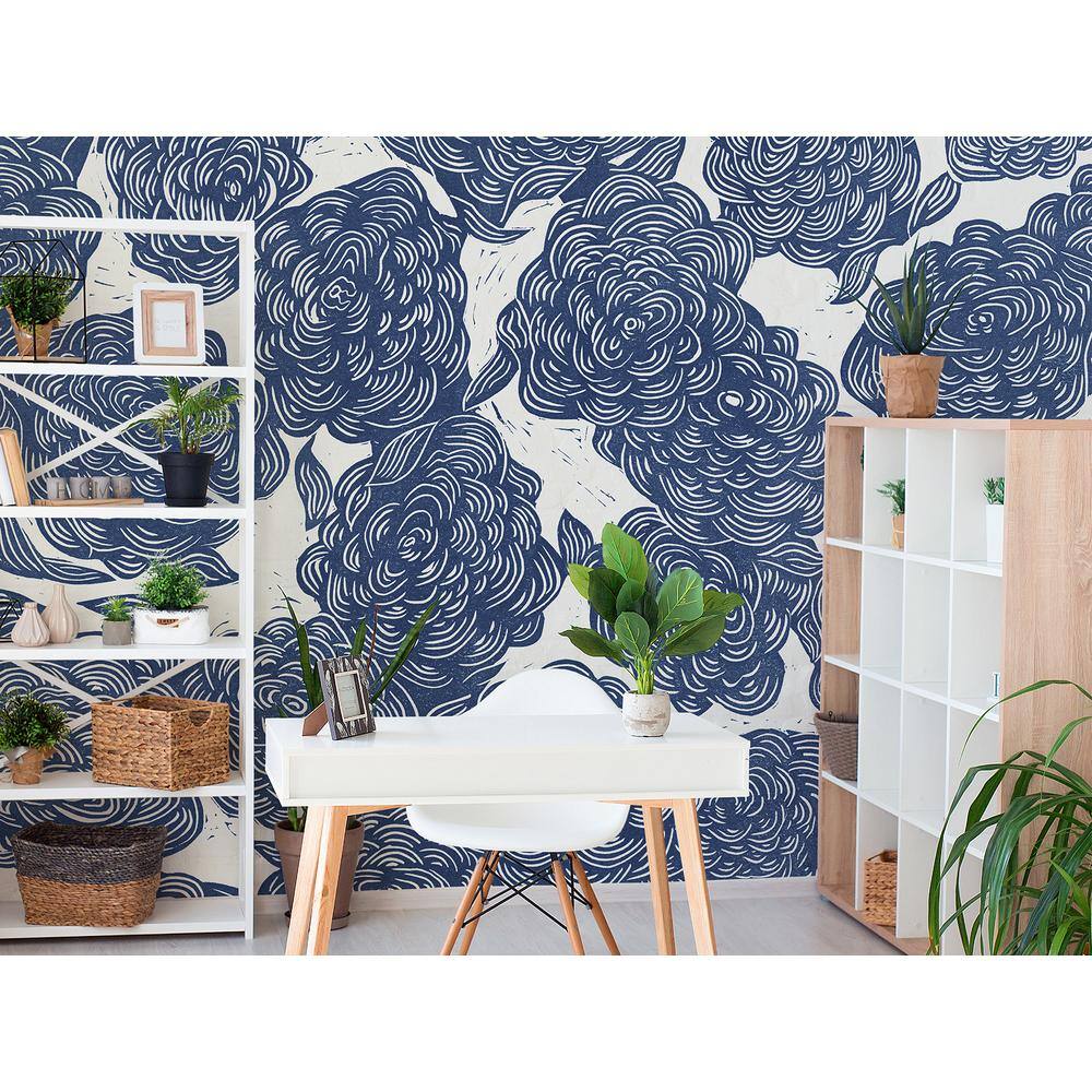 A-Street Prints Roses Indigo Wall Mural