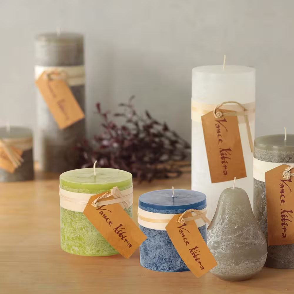 Vance Kitira 4.25 in. English Blue Timber Pillar Candle