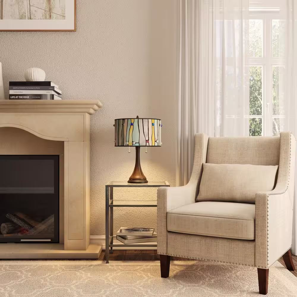 Serena D'italia Tiffany Contemporary 20 in. Blue Bronze Table Lamp