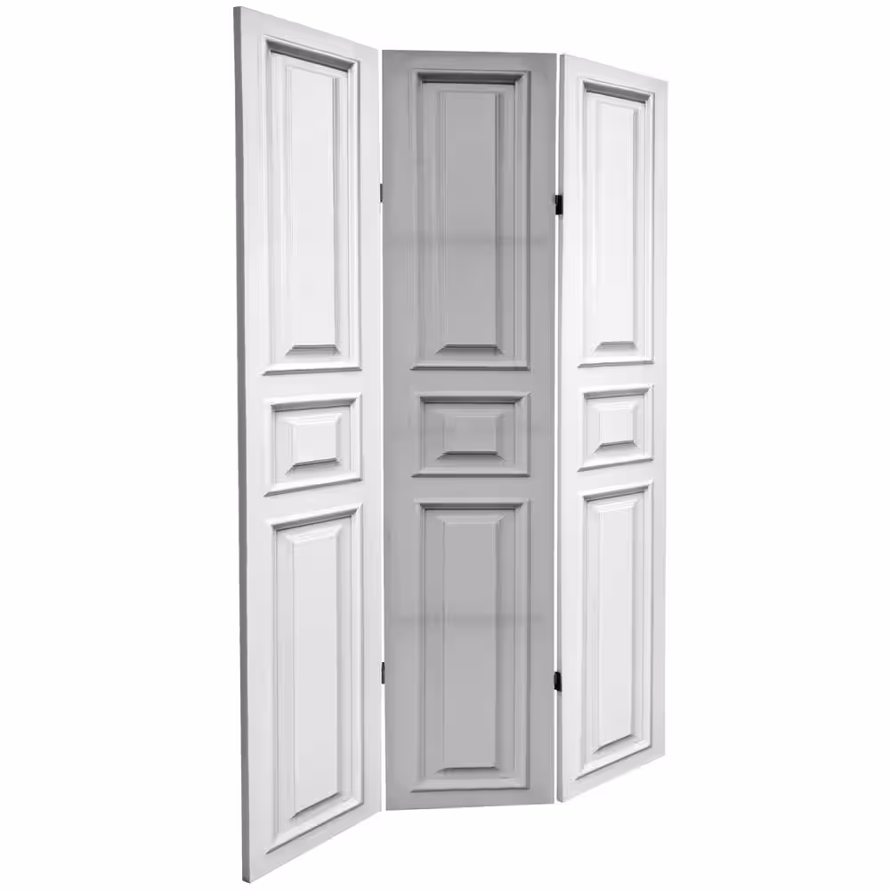 None White Door Panel 6 ft. Printed 3-Panel Room Divider