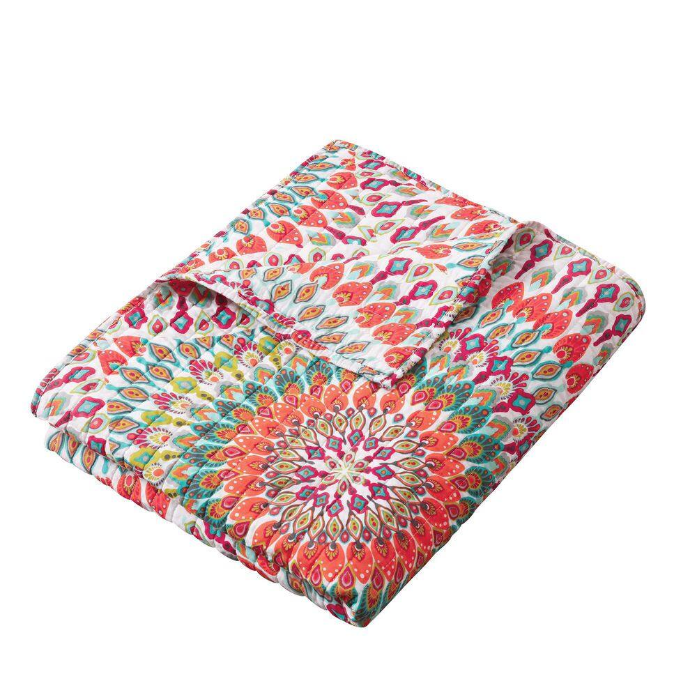 None Mirage Multi-Color Bohemian Quilted Cotton Throw Blanket