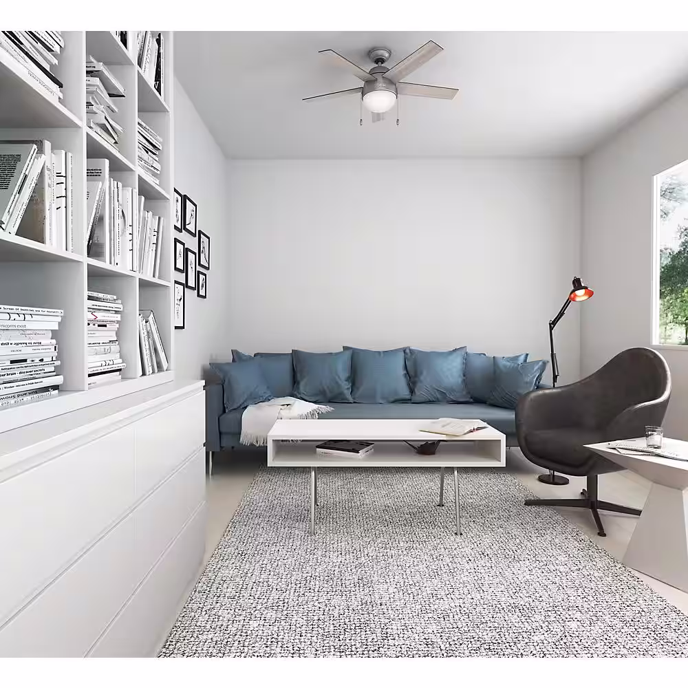 Hunter Anslee 46 in. Indoor Matte Silver Ceiling Fan with Light