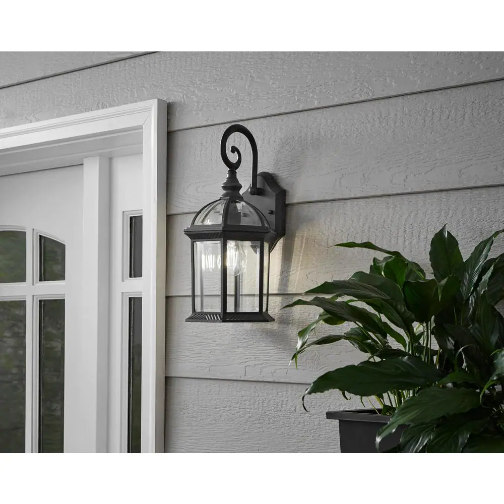 Hampton Bay Wickford 1-Light Weathered Bronze Outdoor Wall Light Fixture with Clear Glass (2-Pack)