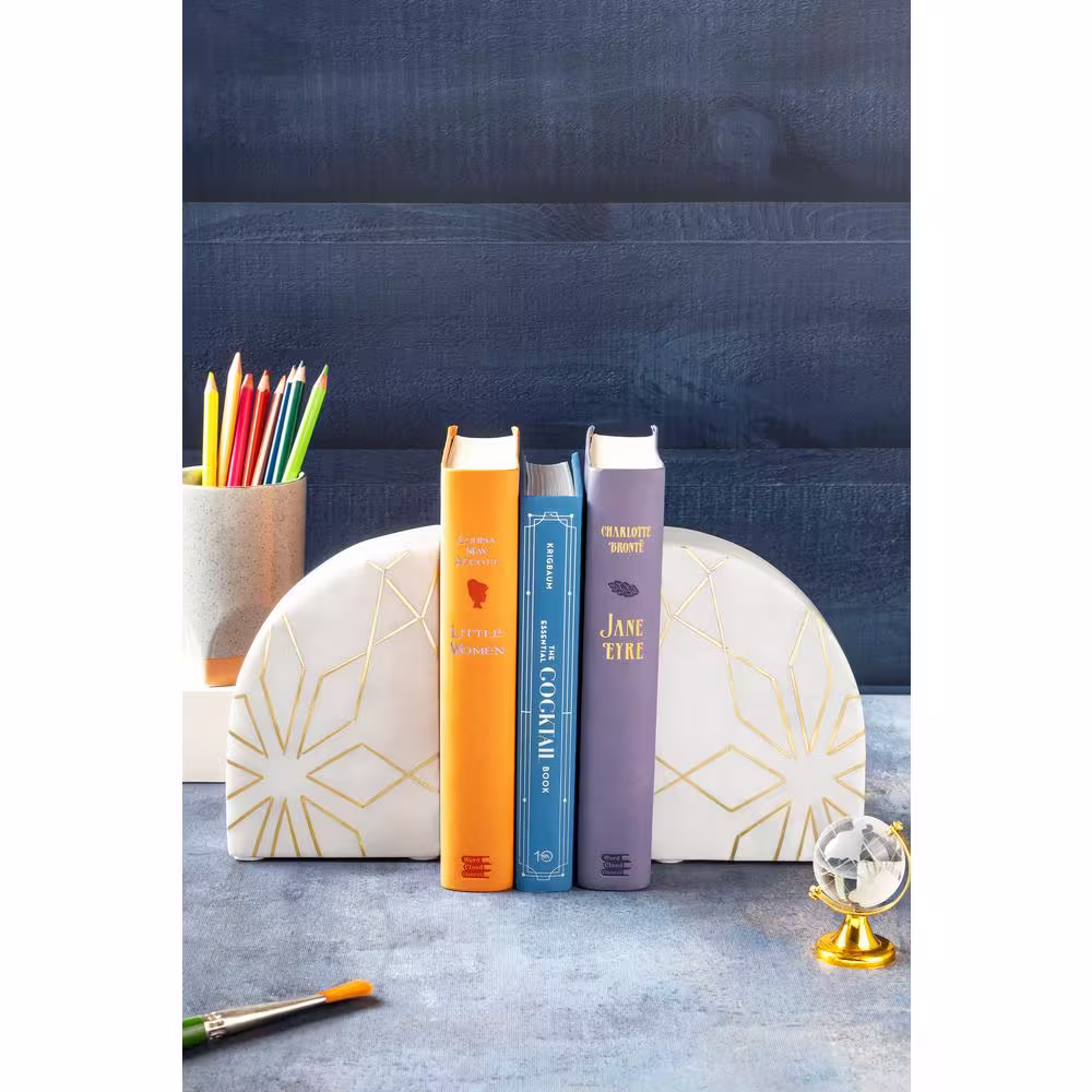 GAURI KOHLI Enchant White Marble Bookends (Set of 2)