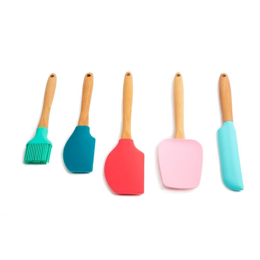 Core Kitchen Nostalgia Light Beechwood and Silicone Utensils (Set of 5)