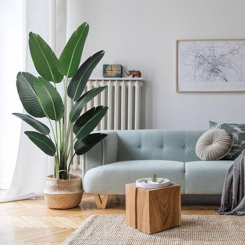 None 5 Ft Green Artificial Bird of Paradise Plants Fake Tropical Palm Tree