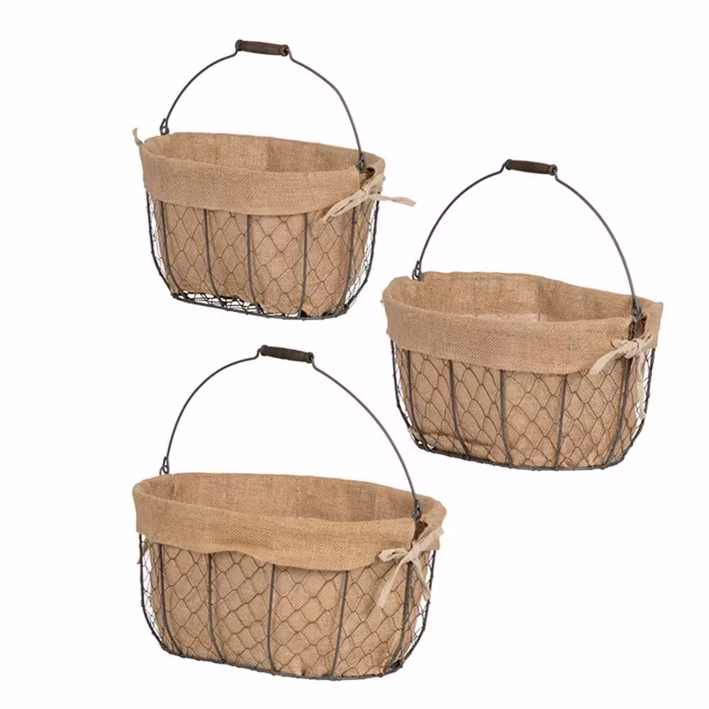 A & B Home Joyce Oval Fabric Cloth Baskets Beige (Set of 3)