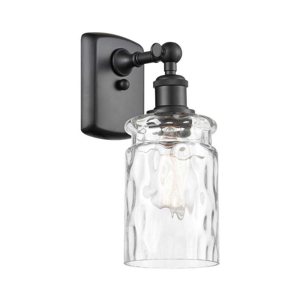 Innovations Candor 1-Light Matte Black Wall Sconce with Clear Waterglass Glass Shade