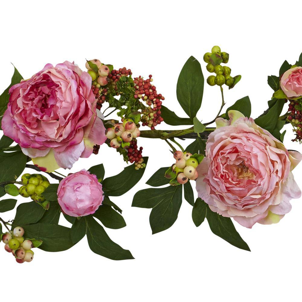 Nearly Natural 60 in. Artificial Mixed Peony and Berry Garland