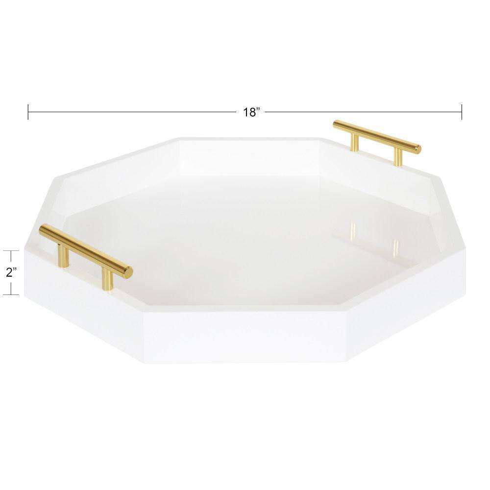 Kate and Laurel Lipton 18.00 in. W Octagon White MDF Decorative Tray