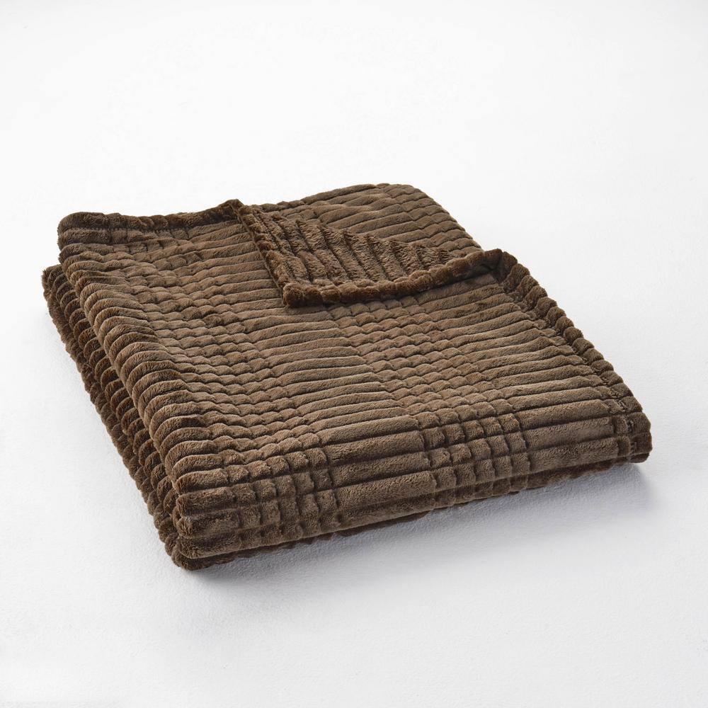 Noble House Cascara Brown Corduroy Plush Throw Blanket
