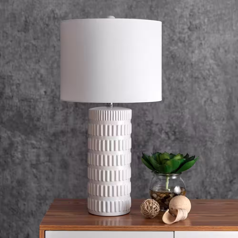 nuLOOM Franklin 25 in. White Contemporary Table Lamp with Shade