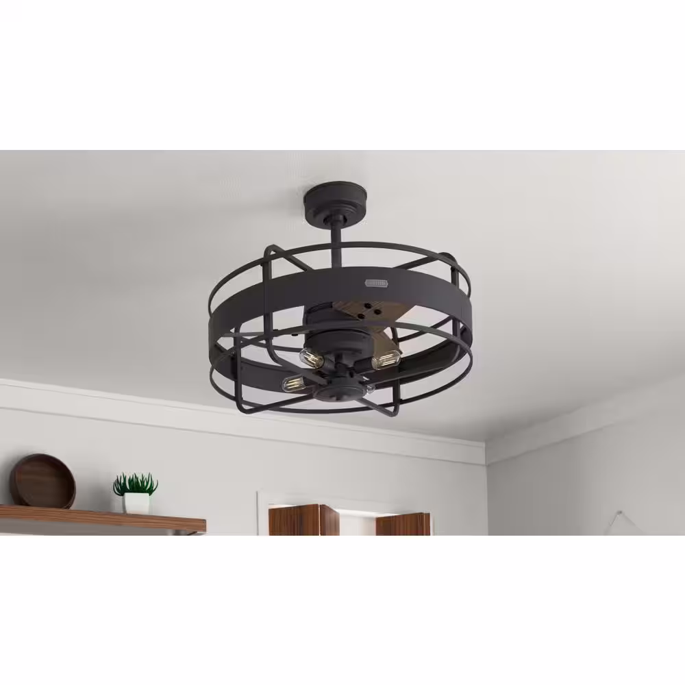 Hunter Circulus 27 in. Indoor Matte Black Ceiling Fan with Remote and Light Kit