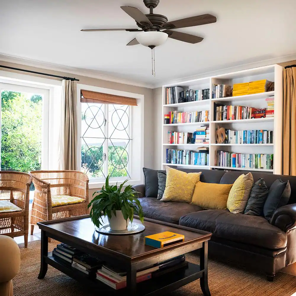 Hampton Bay Wellston II 44 in. Indoor LED Bronze Dry Rated Downrod Ceiling Fan with Light Kit and 5 Reversible Blades