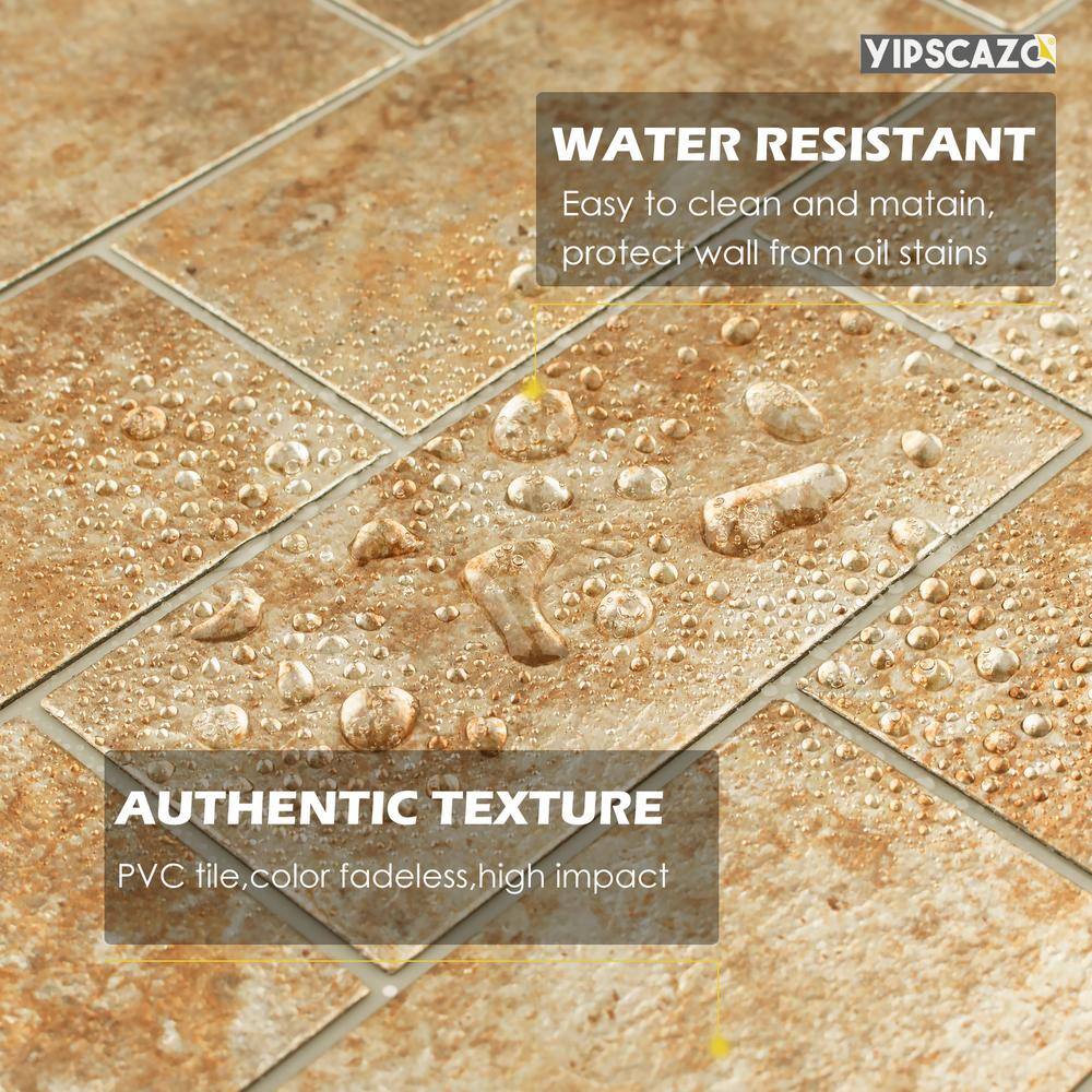 Yipscazo Sandstone Brown 12 in. x 12 in. PVC Peel and Stick Tile Backsplash (5 sq. ft./5 Sheets)