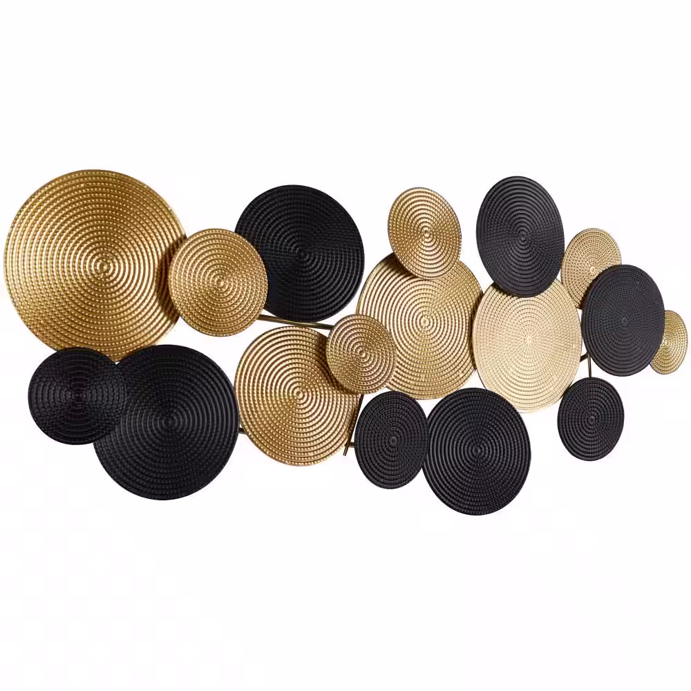 CosmoLiving by Cosmopolitan Metal Gold Overlapping Textured Spiral Plate Wall Decor with Black Accents