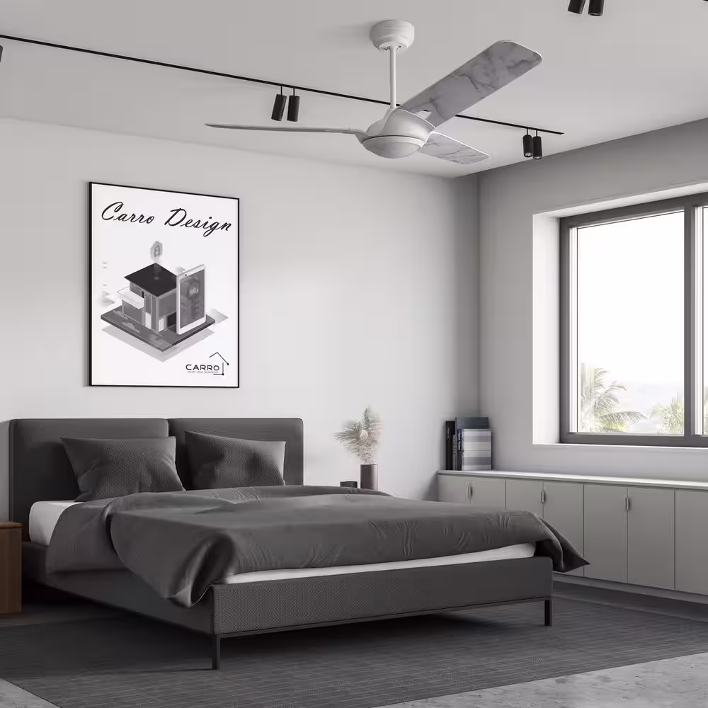 CARRO Alden 56 in. Dimmable LED Indoor/Outdoor White Smart Ceiling Fan with Light and Remote, Works with Alexa/Google Home