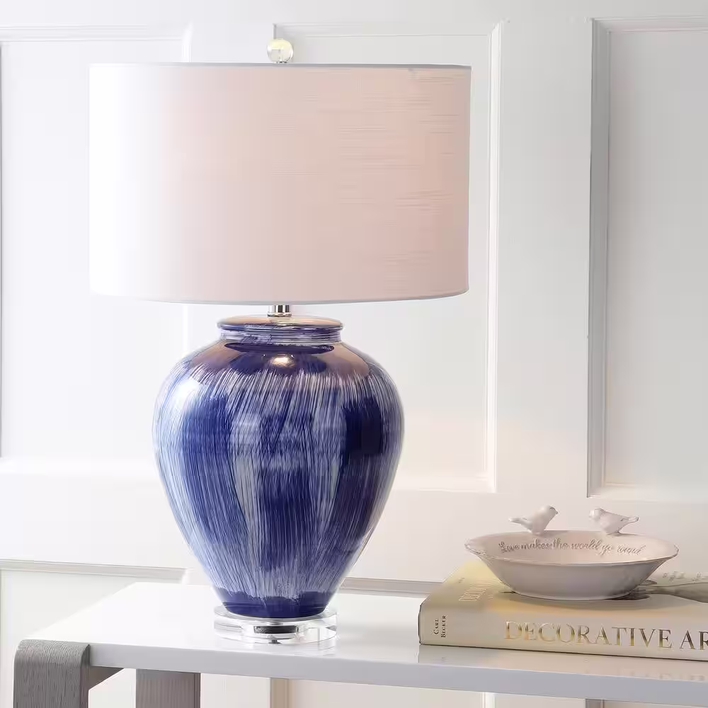 JONATHAN Y Wayland 26 in. Ceramic Table Lamp, Seaside Blue