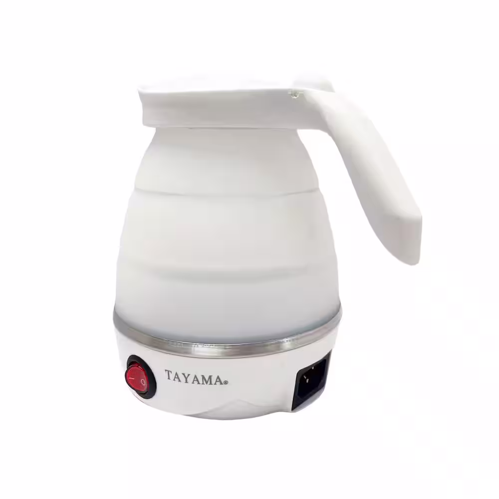 Tayama 2.5-Cup White Dual-Voltage Collapsible Travel Kettle