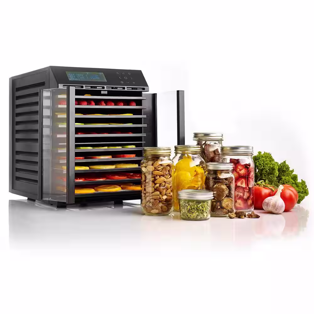 Excalibur 10-Tray Black Electric Food Dehydrator with Smart Controller, 2-Drying Zones with Adjustable Time and Temperatures