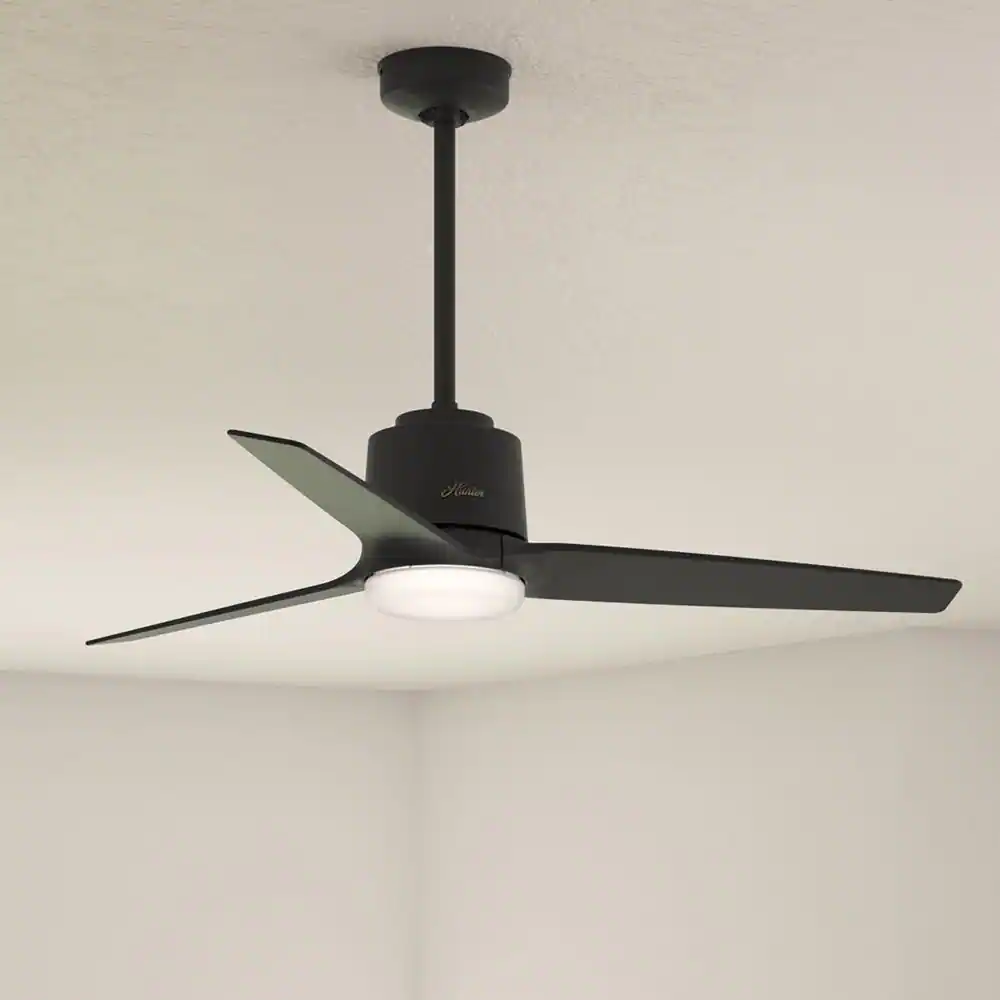 Hunter Moxie 52 in. Integrated LED Indoor Matte Black Ceiling Fan with Light Kit and Remote Control
