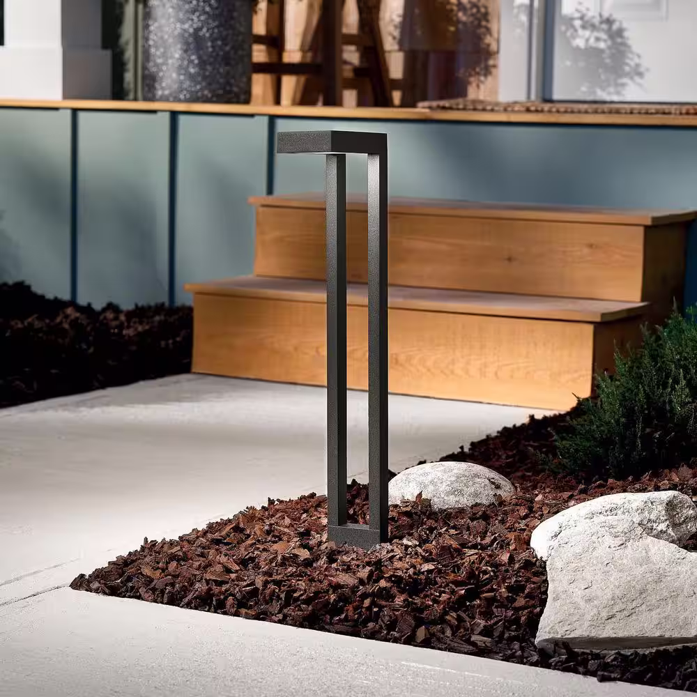 KICHLER Low Voltage Textured Black Hardwired Weather Resistant 2 Arm Path Light with No Bulbs Included