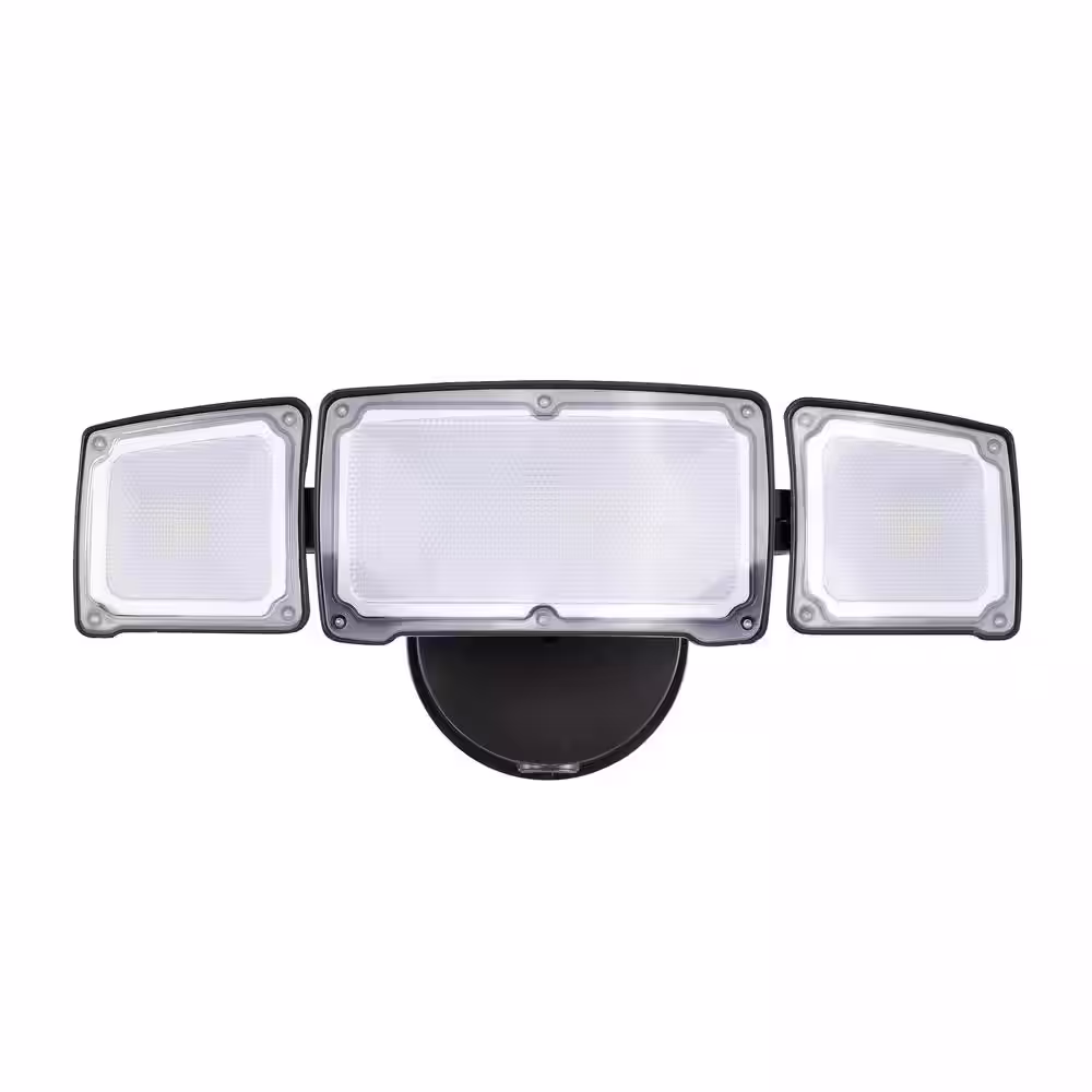 AWSENS 3-Light Bronze Outdoor Integrated LED Wall or Eave Mount Flood Light