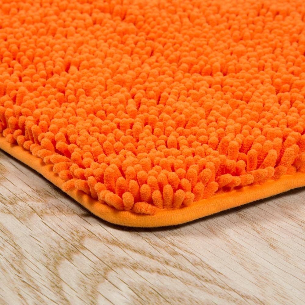 Lavish Home Shag Orange 24 in. x 60 in. Memory Foam Bath Mat