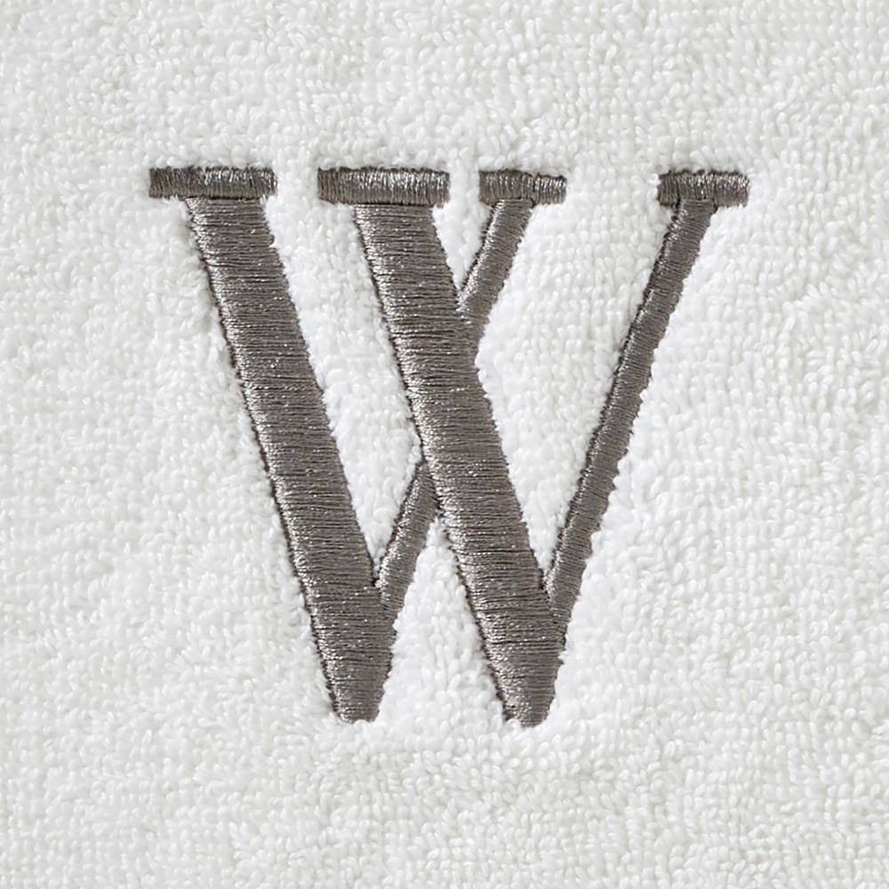 SKL Home Casual Monogram Letter W Bath Towel, white, cotton
