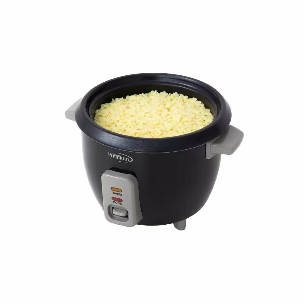 Premium LEVELLA 6-Cup Black Rice Cooker and Rice Steamer with Non-Stick Cooking Pot
