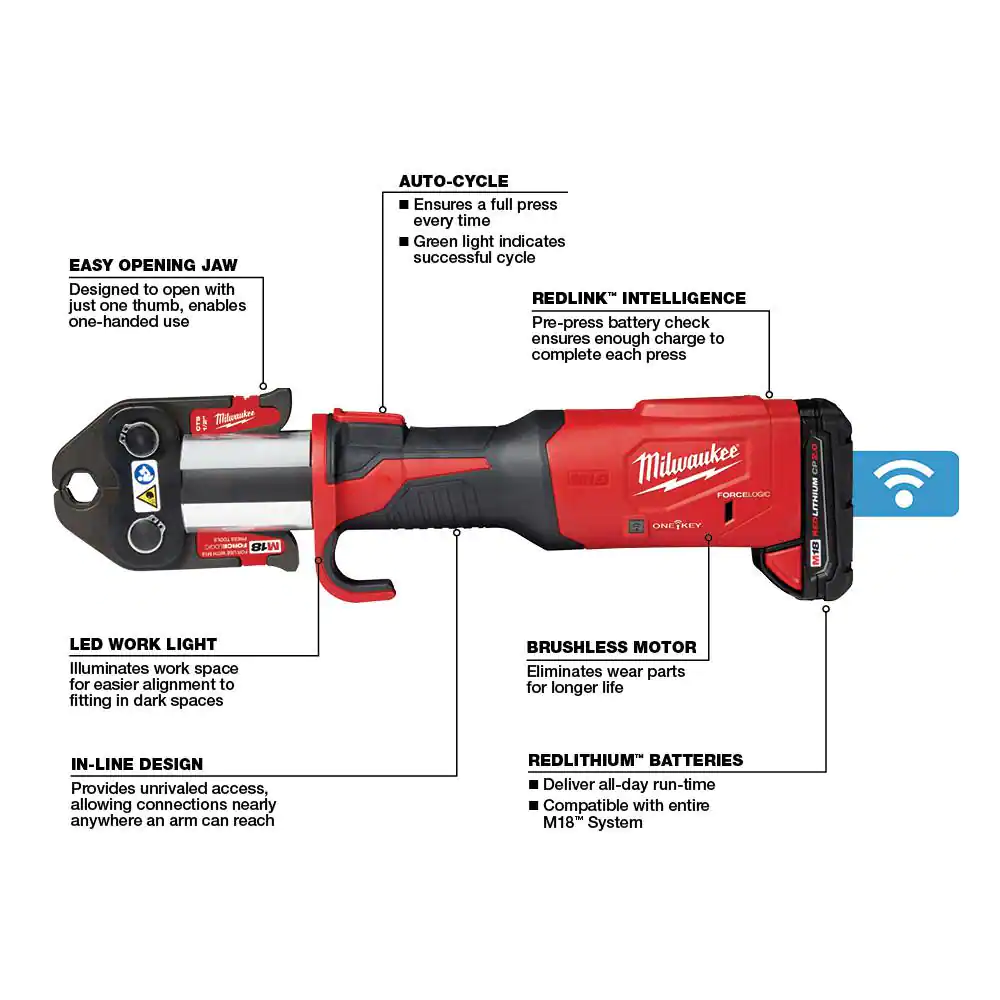 Milwaukee M18 18-Volt Lithium-Ion Brushless Cordless FORCE LOGIC Press Tool ACR Jaw Kit  with  M18 FUEL Band Saw (6-Jaws Included)