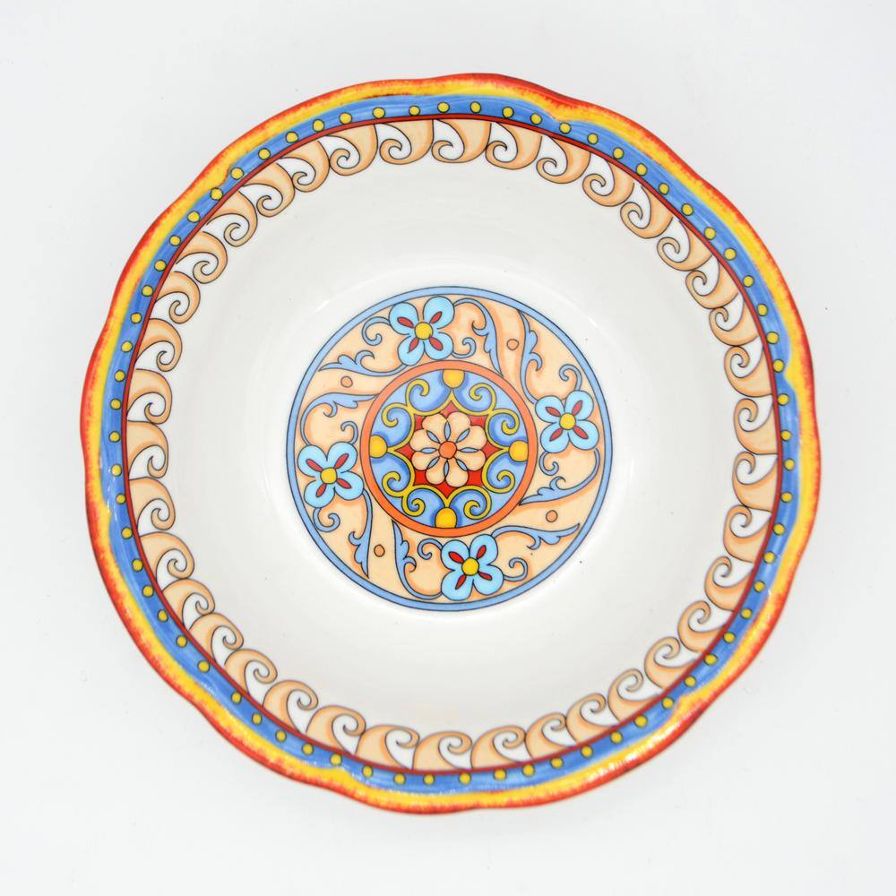 Euro Ceramica Duomo 34 oz. Multicolor Stoneware Pasta Bowl (Set of 4)