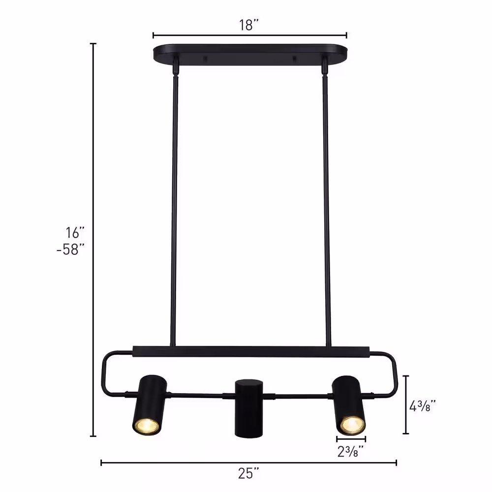 CANARM Marena 3-Light Matte Black Halogen Track Lighting Head