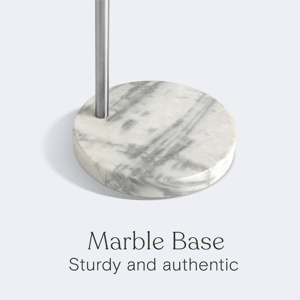 Brightech Olivia 75 in. Glossy Chrome LED Arc Floor Lamp with Adjustable Shade and Arm