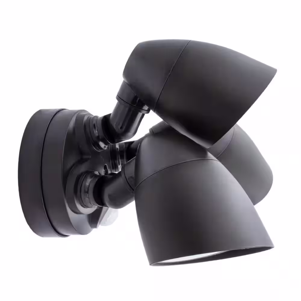 Maxxima 30-Watt 150-Degree Brown 3-Head Motion Activated Outdoor Integrated LED Flood Light with Dusk to Dawn Sensor