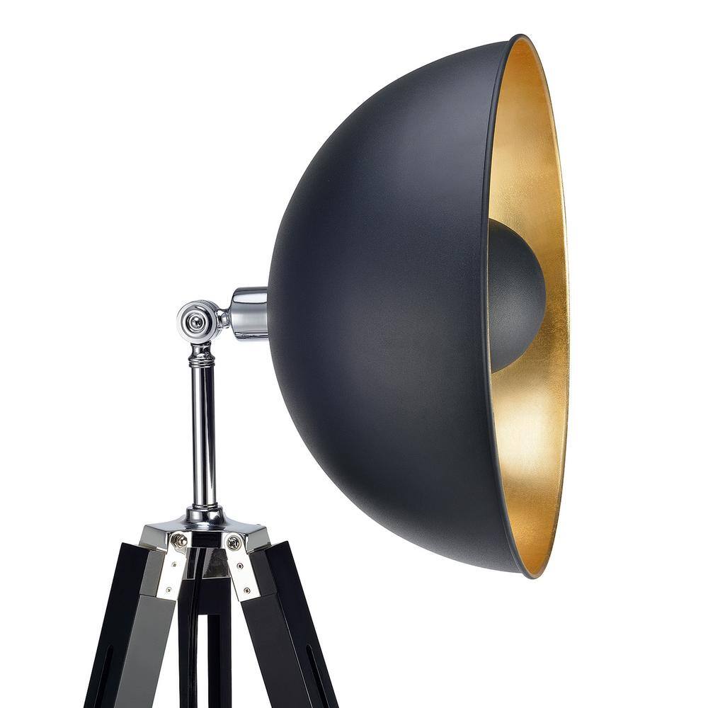 Teamson Home Fascino 63 in. H Black/Gold Tripod Floor Lamp