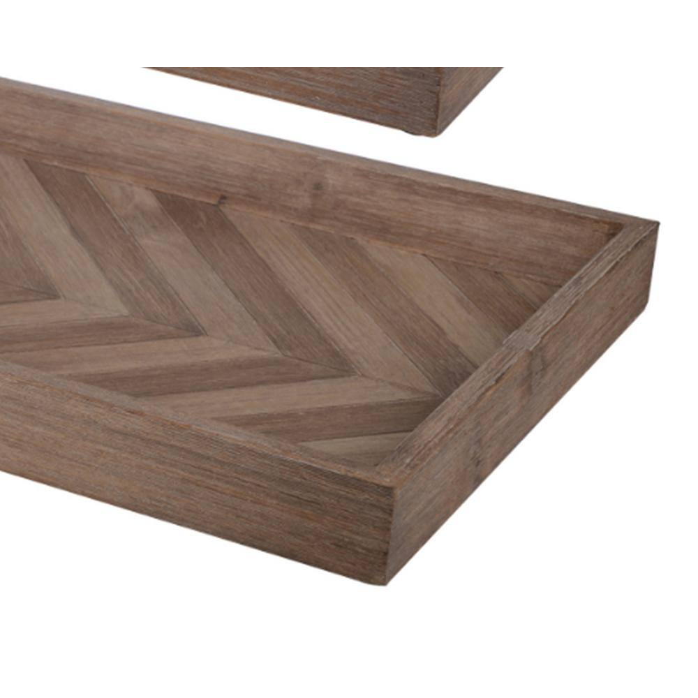 A & B Home Chevron Pattern Natural Trays (Set of 2)