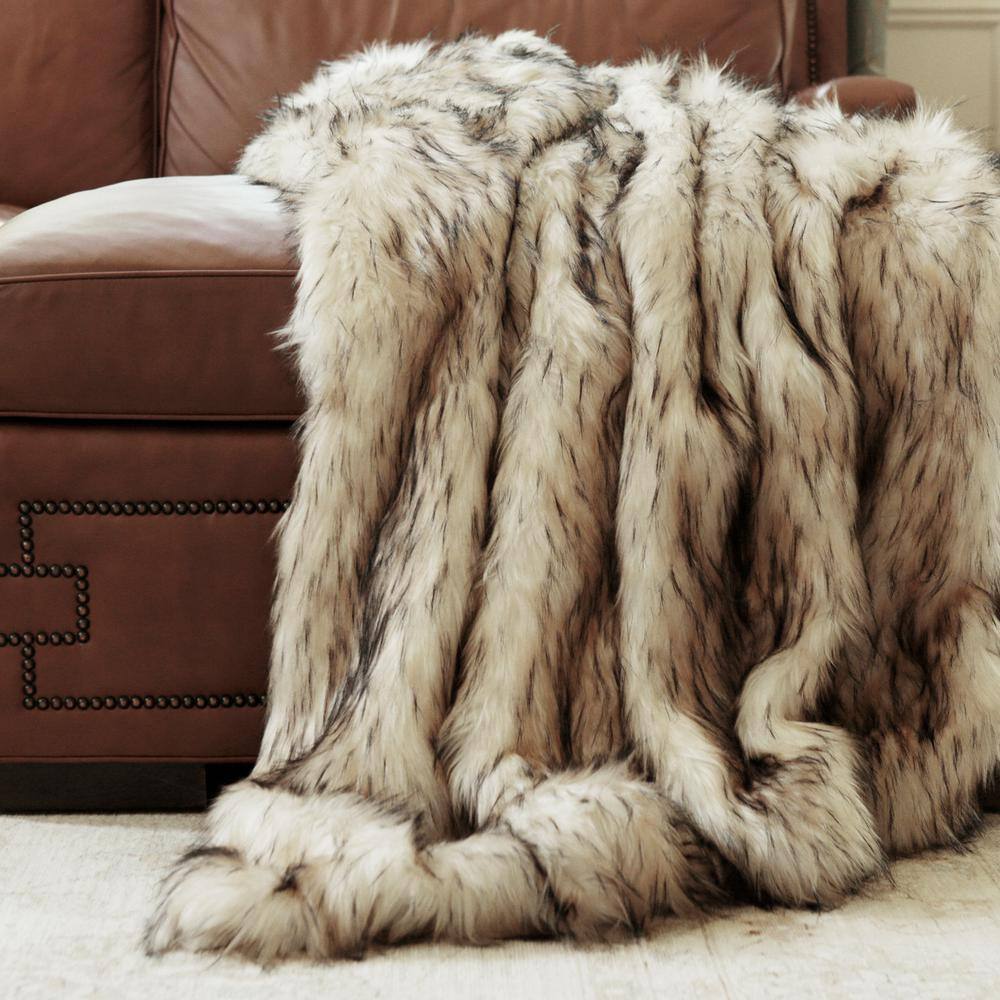 Best Home Fashion Bleached Finn Faux Fur Throw 54In. x 36In.