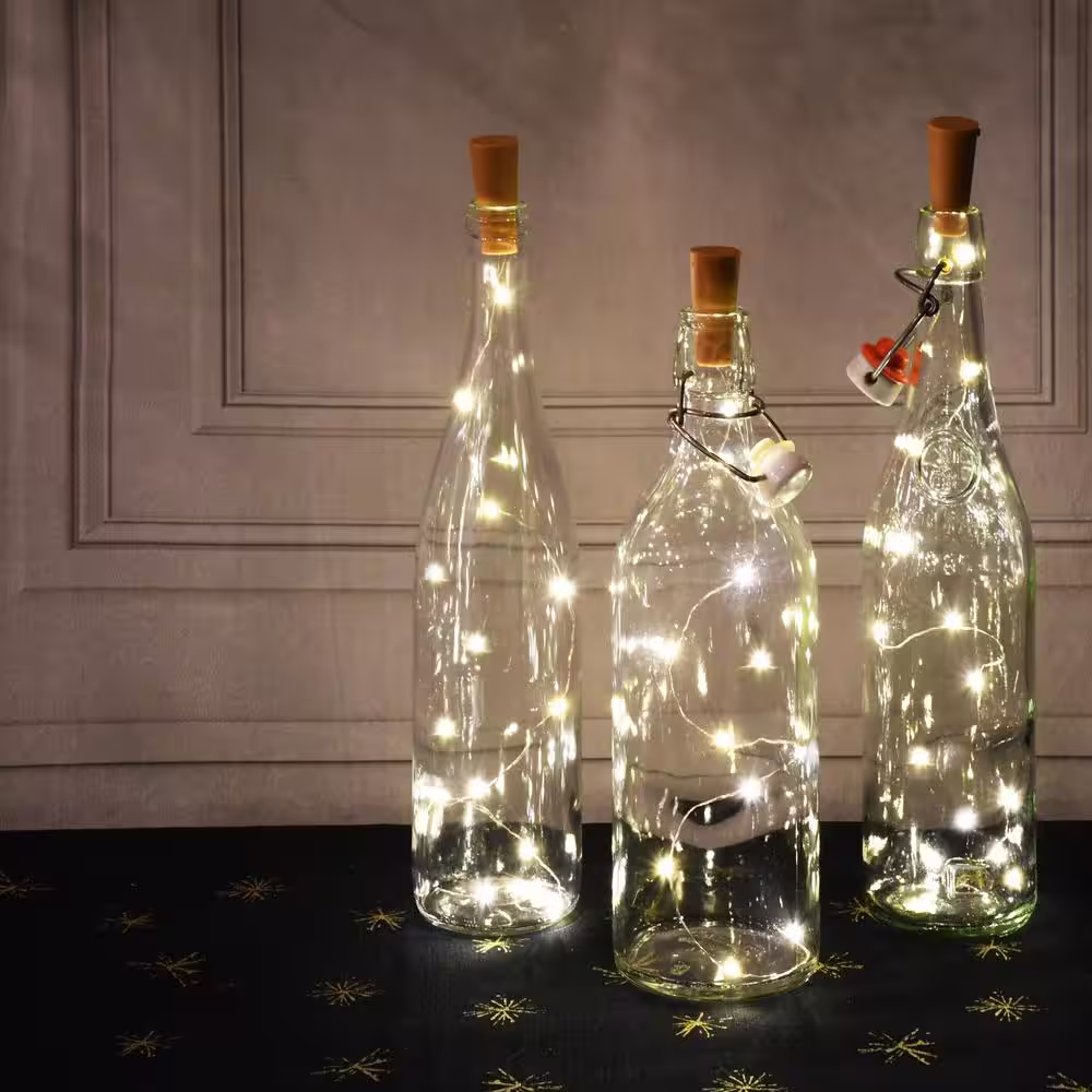 LUMABASE Warm White Wine Cork with Battery Operated Submersible Mini String Lights (6-Count)