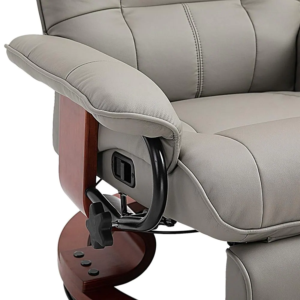 None Grey PU Leather Adjustable Swivel Recliner Chair