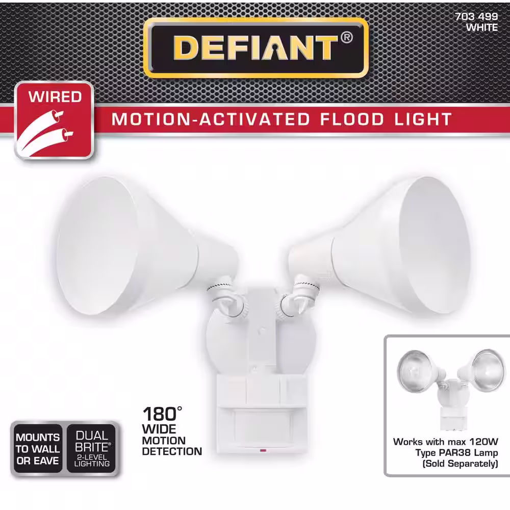 Defiant 180 Degree Motion Sensor White Outdoor Security Light