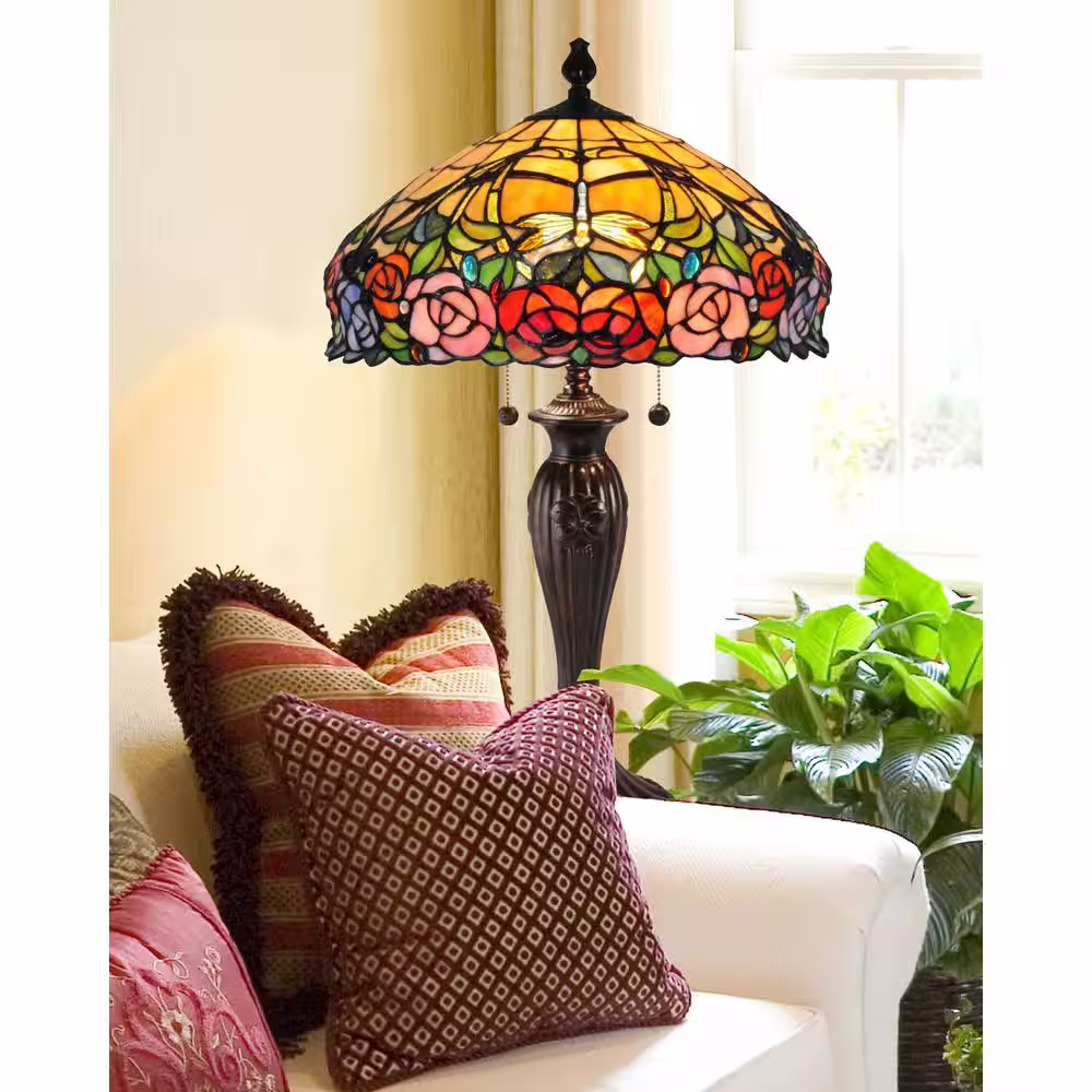 Dale Tiffany 27 in. Fieldstone Table Lamp with Hand Rolled Art Glass