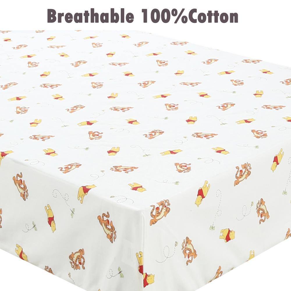 None 3-Piece Yellow Cotton Winnie Pooh Bear and Friends Honey Bees Paw Prints Crib/Toddler Fitted Sheets