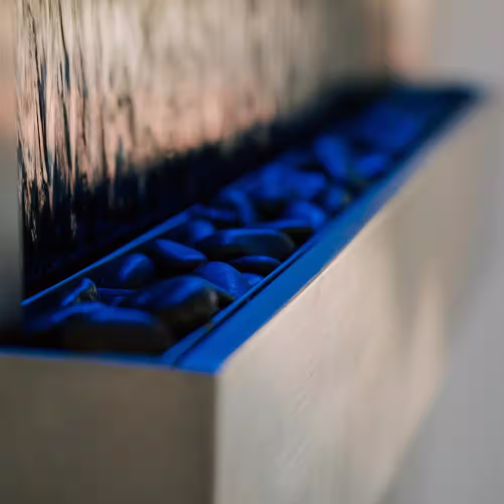 XBRAND 47 in. Indoor Wall-Mounted Mirror Waterfall Fountain with Pump, LED Lights and Rocks for Home Decoration