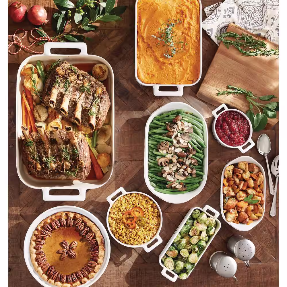 Chantal Deep 9.5 in. Glossy White Round Ceramic Pie Dish (2-Pack)